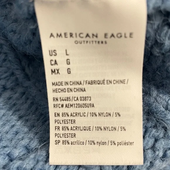 American Eagle Waffle Knit Crew Neck Sweater Blue Sz Lg - Picture 3 of 13